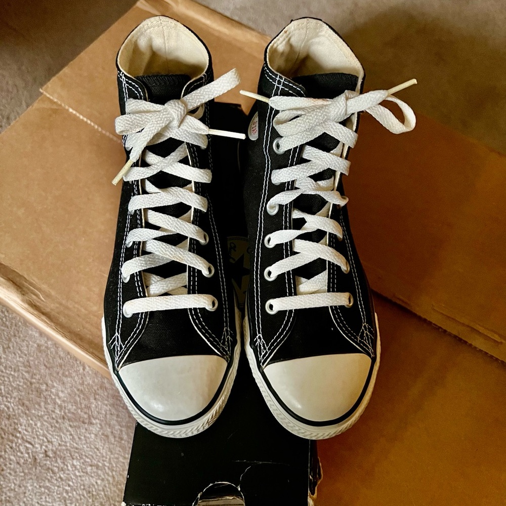 Classic Black and White High-Top Converse Sneakers